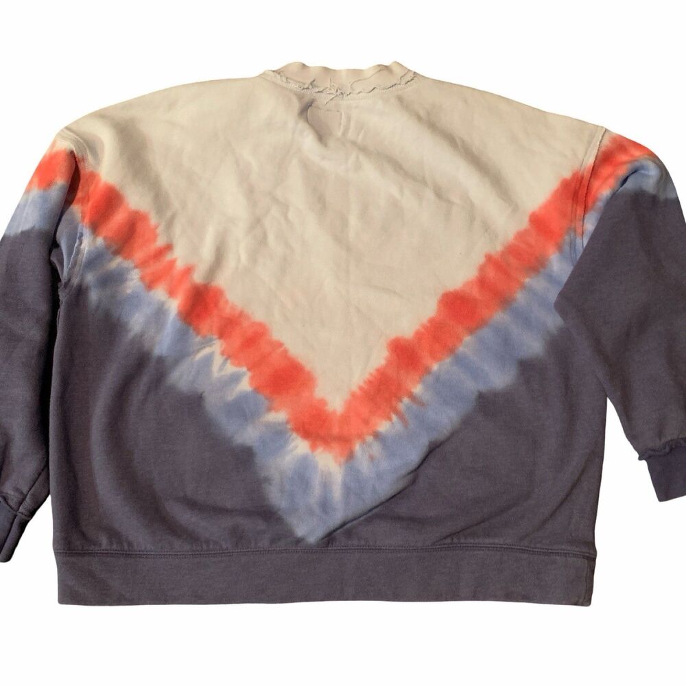 Free People Movement Tie Dye Sweatshirt Womens XS Blue Cream Red Pullover Pocket